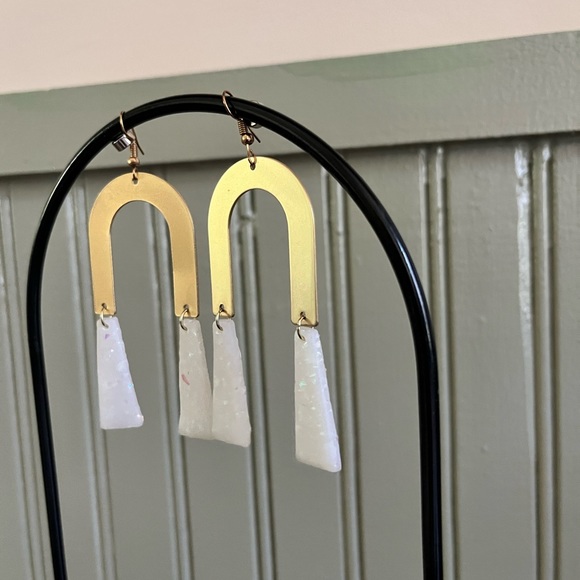 NWOT—Handmade Gold Rainbow Drop Earrings - Picture 3 of 5